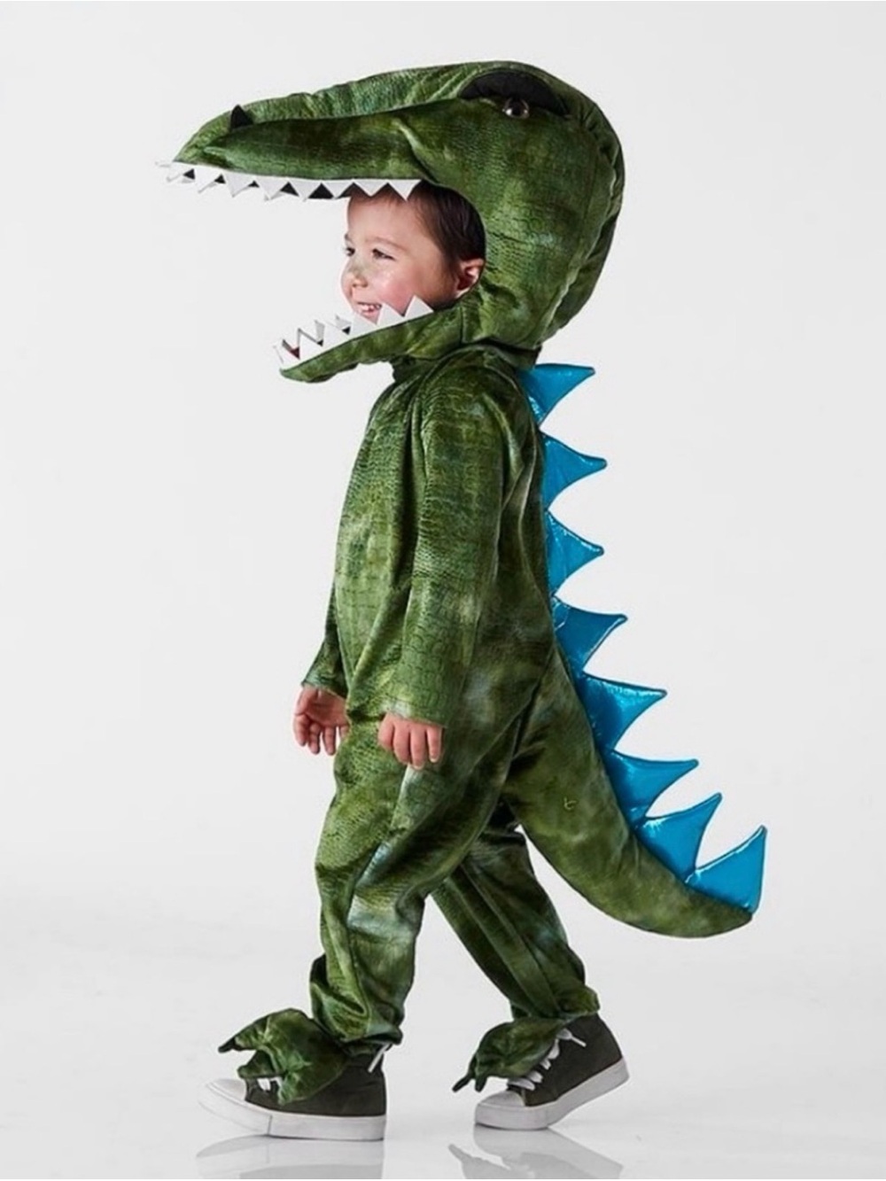 Pottery Barn T-Rex light up costume with matching treat bag Like New- Size 4-6y